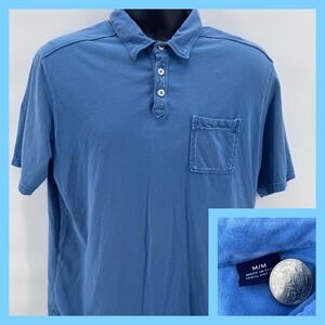 Tommy Bahama Mens Blue Short Sleeve Polo Shirt Pocket 100% Cotton M